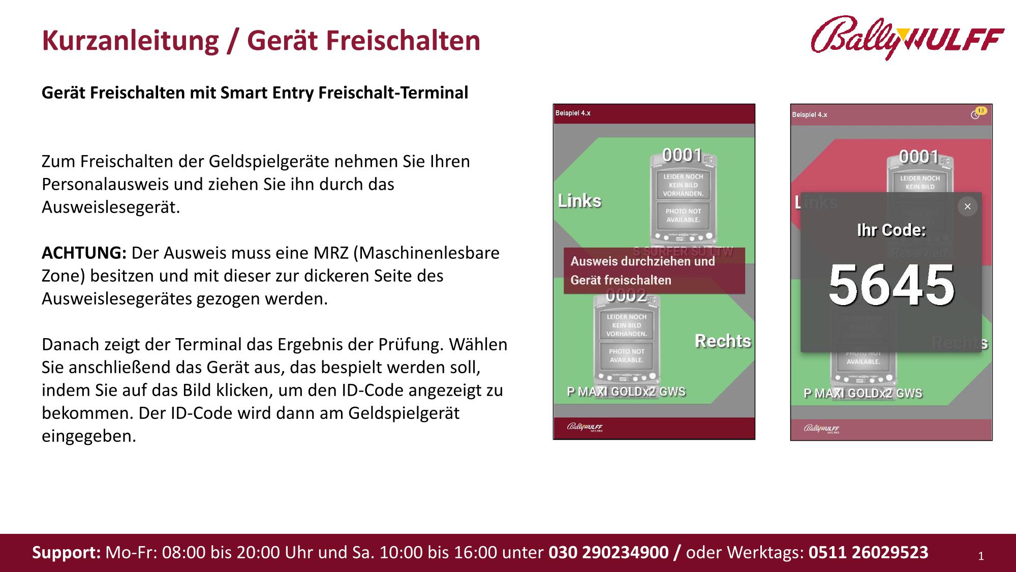 Kurzanleitung Terminal - Gerät freischalten